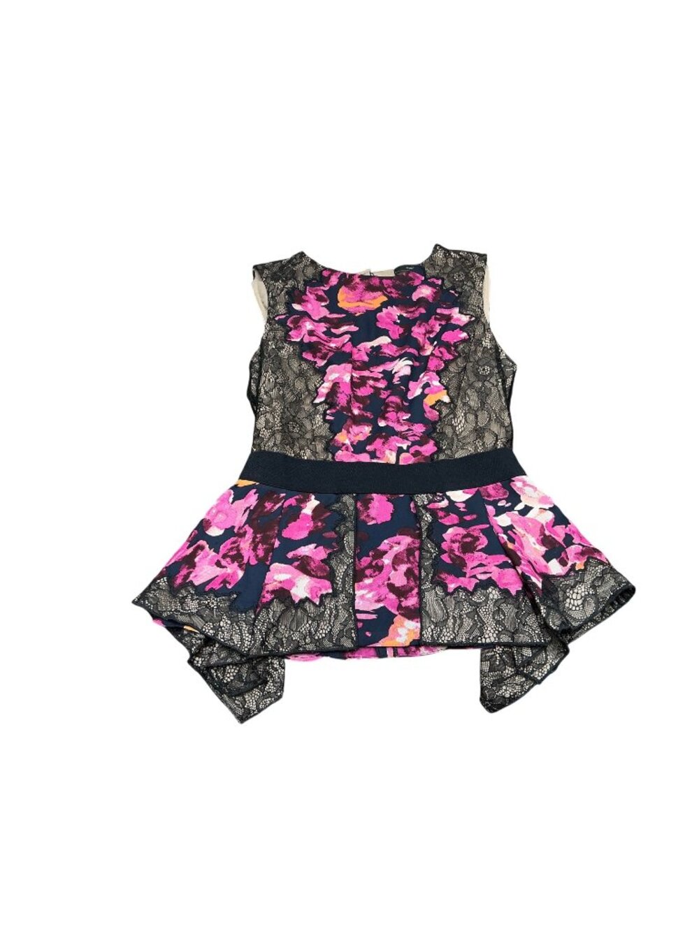 BCBG Max Azria Floral Lace Peplum Top  Sz XS